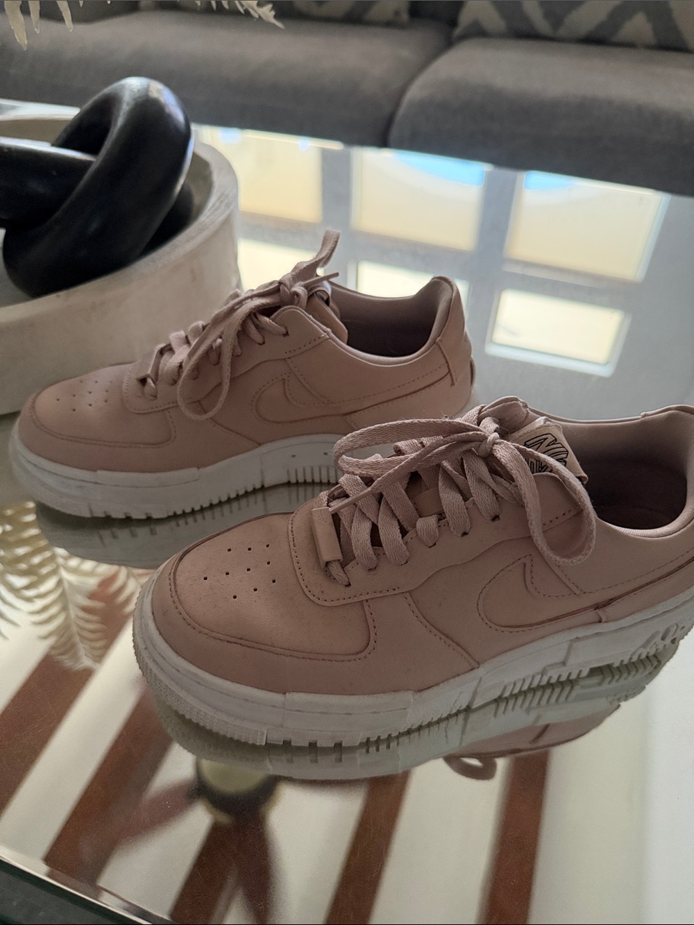 Nike Women’s Blush Pink Low-Top Leather Sneakers